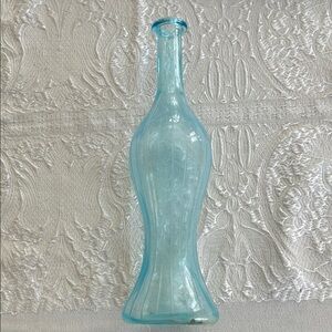 Elegant Blue Glass Vase; Beautiful Light Blue Color; 13.5”Tall; 4”Wide;Top 1.75”